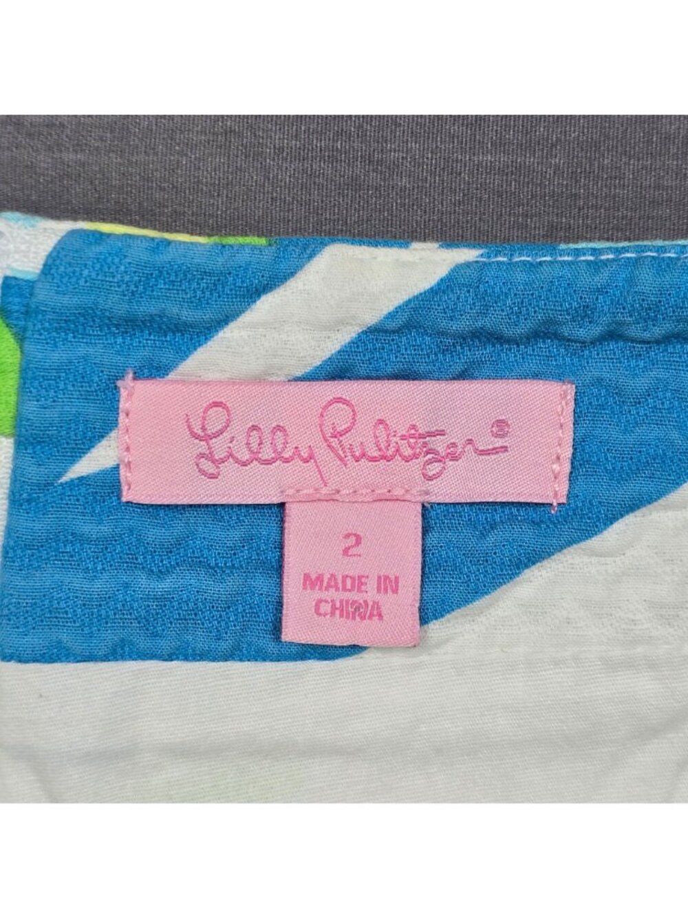 Lilly Pulitzer Size 2 Marigold Skort Skirt Blue Green Floral Crochet Hem - Picture 2 of 4
